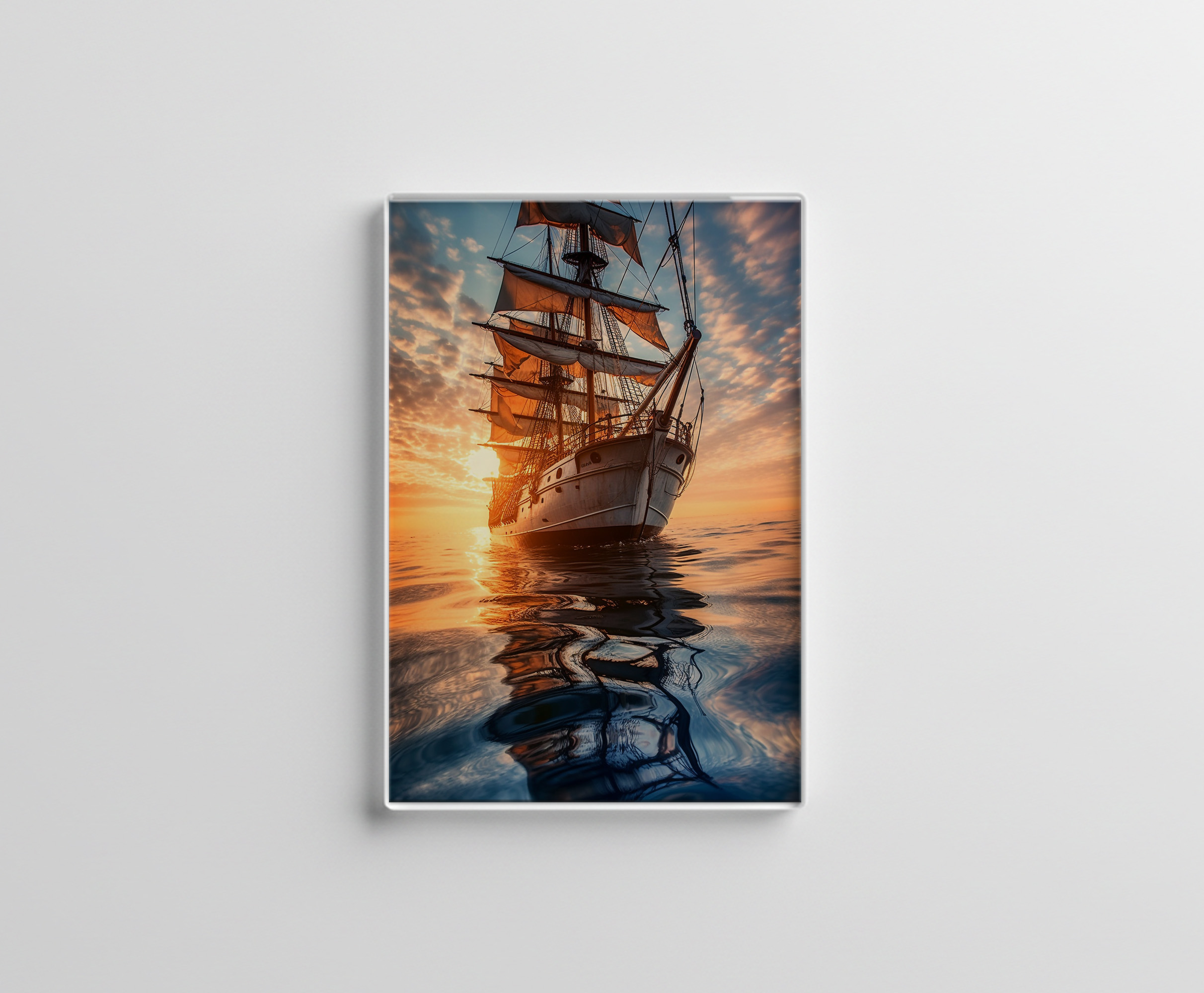 raxxa Glas-Magnet: Historisches Segelschiff in ruhigem Wasser