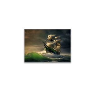 raxxa Glas-Magnet: Segelschiff in grünen Wellen