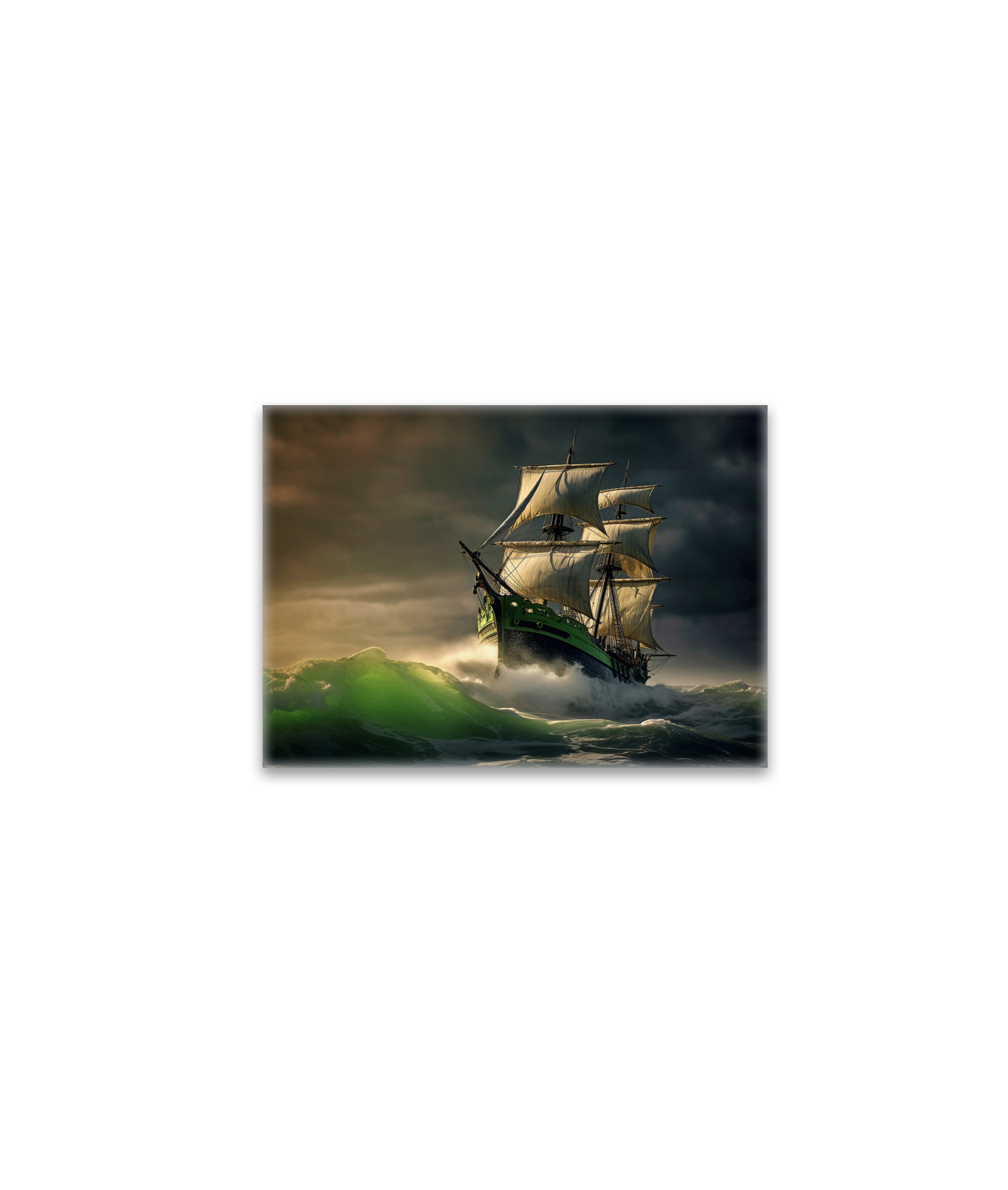 raxxa Glas-Magnet: Segelschiff in grünen Wellen