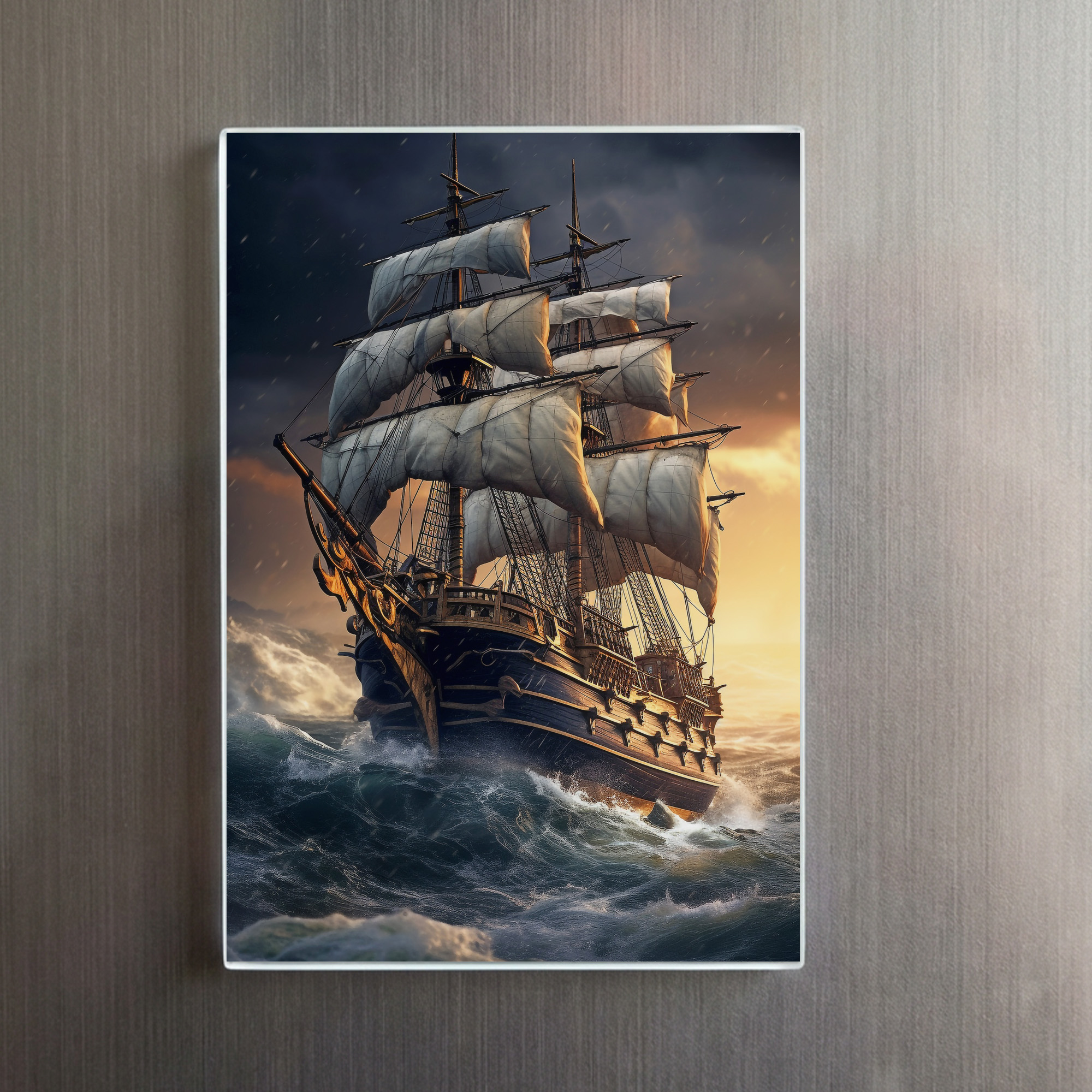 raxxa Glas-Magnet: Segelschiff - Fahrt durch rauhes Wetter – Bild 2