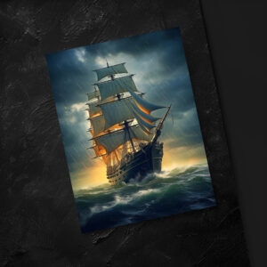 raxxa Postkarte: Historisches Segelschiff im Gegenlicht