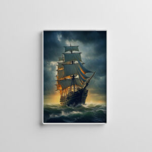 raxxa Glas-Magnet: Historisches Segelschiff im Gegenlicht