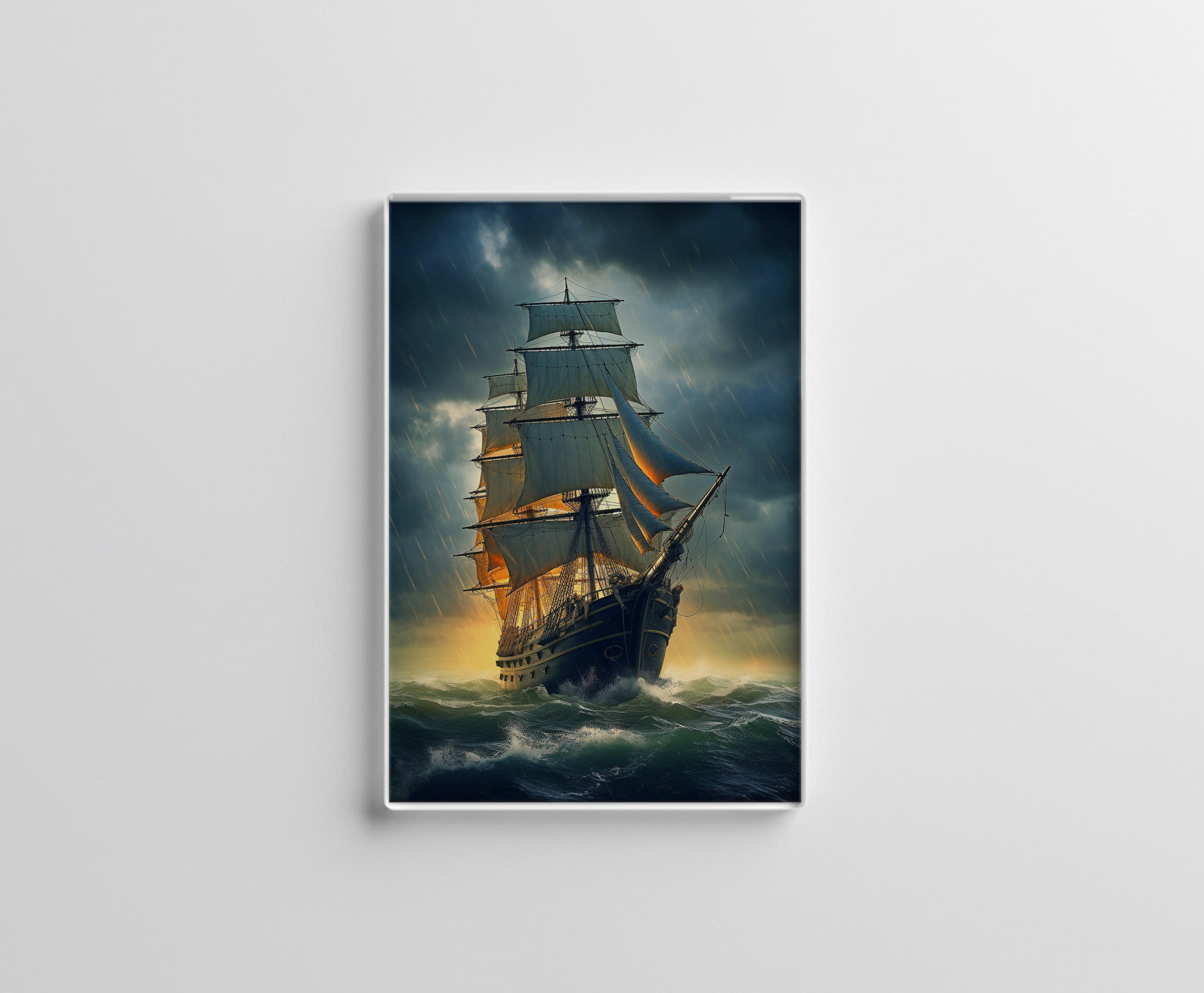 raxxa Glas-Magnet: Historisches Segelschiff im Gegenlicht