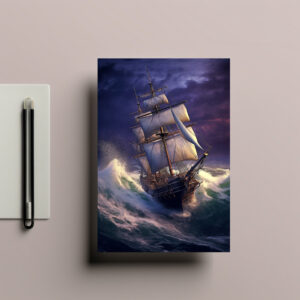 raxxa Postkarte: Historisches Segelschiff im rauhen Wellen