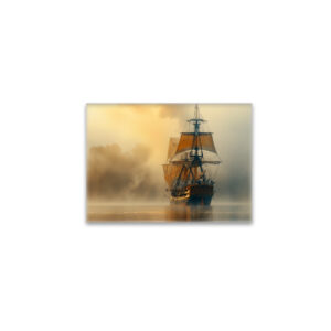 raxxa Glas-Magnet: Historisches Segelschiff an der Küste im Nebel