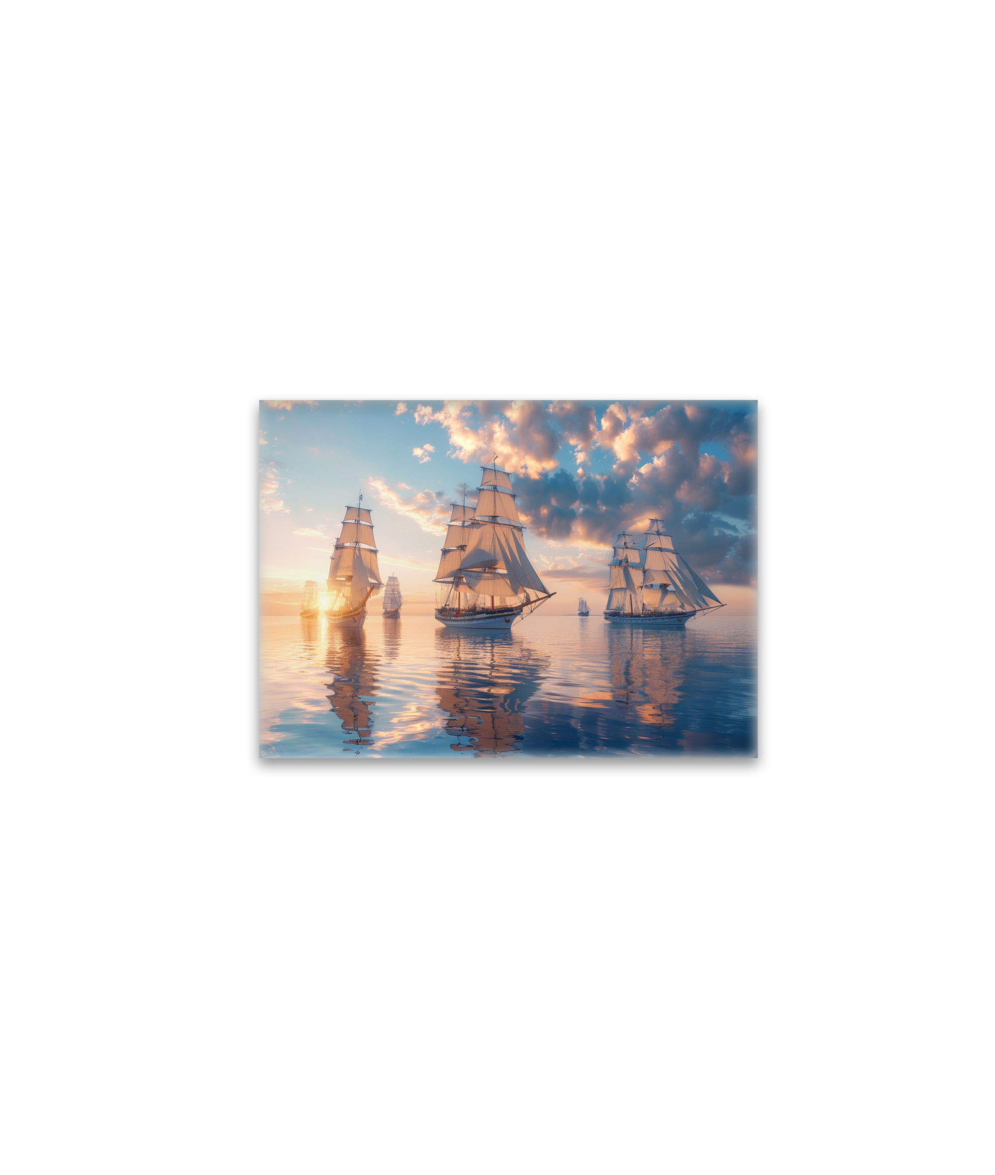 raxxa Glas-Magnet: Mehrere historische Segelschiffe im Sonnenuntergang