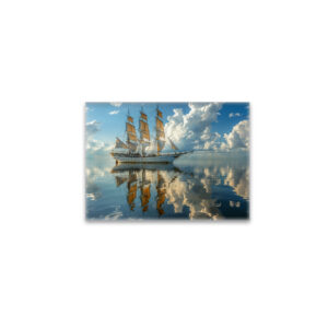 raxxa Glas-Magnet: Segelschiff und Wolken mit Spiegelung