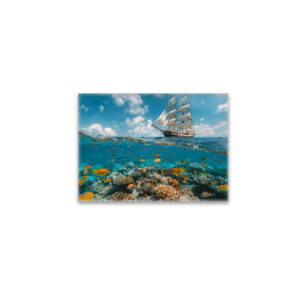 raxxa Glas-Magnet: Segelschiff und Korallen mit Fischen