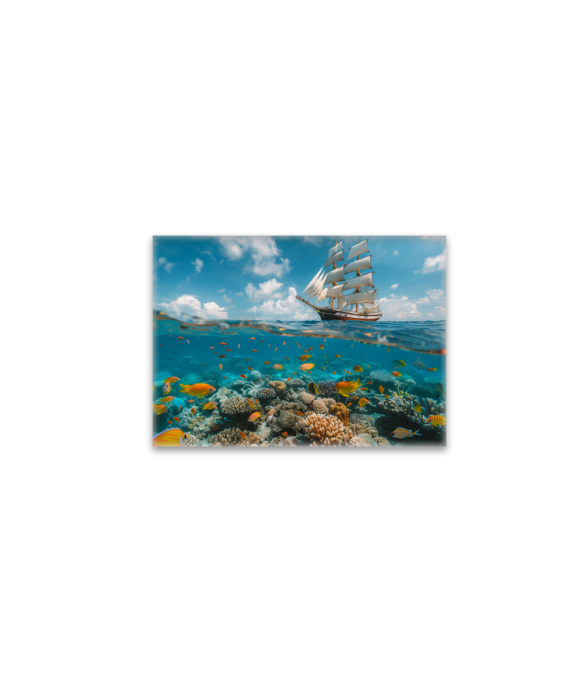 raxxa Glas-Magnet: Segelschiff und Korallen mit Fischen