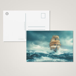 raxxa Postkarte: Historisches Segelschiff im Orkan