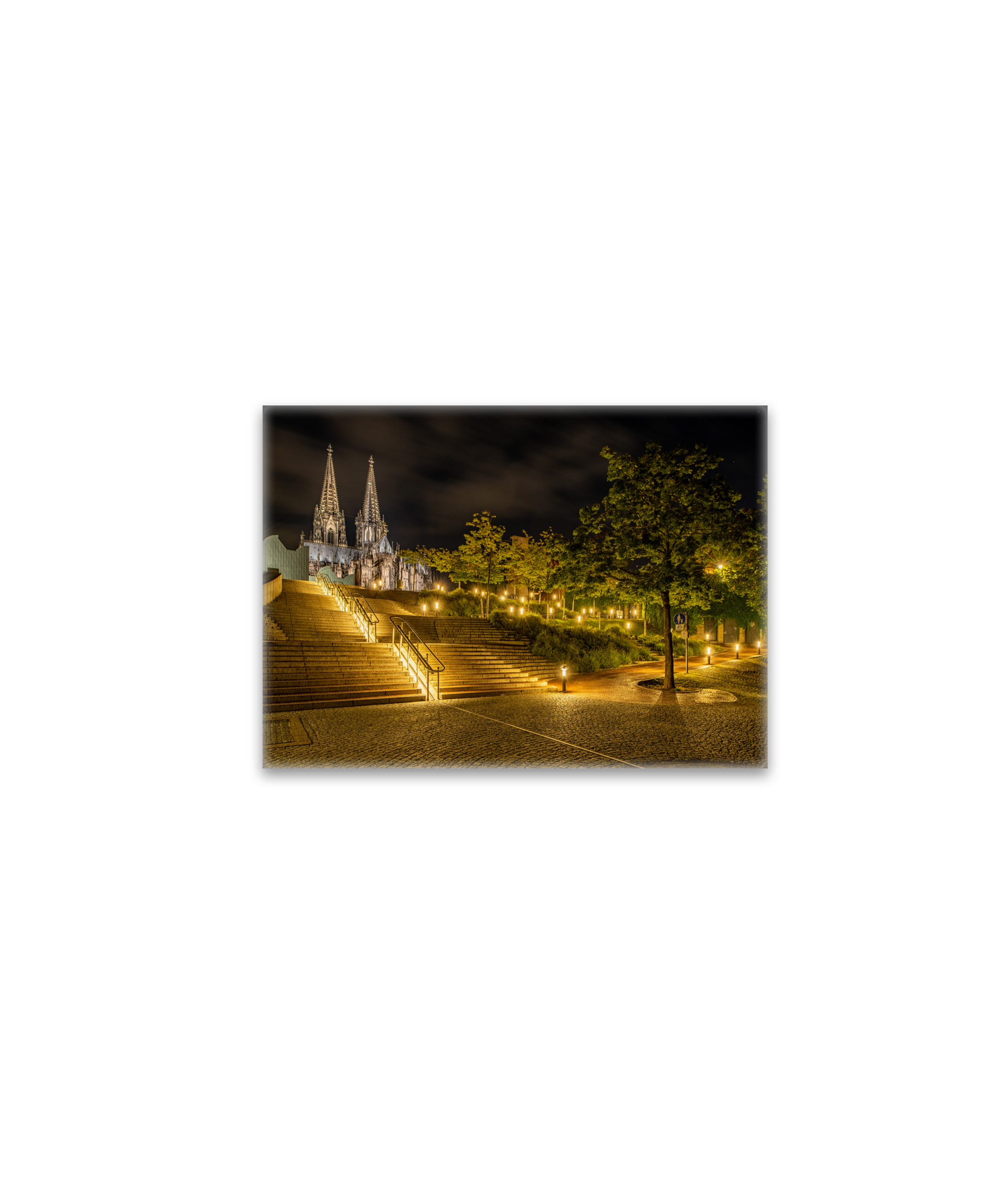 raxxa Glas-Magnet: Kölner Dom bei Nacht Aufgang Domplatz