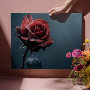 raxxa Canva: Rose mit Wassertropfen auf den Blütenblättern