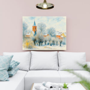 raxxa Canva: Winter Village Scene in Aquarell Havelland