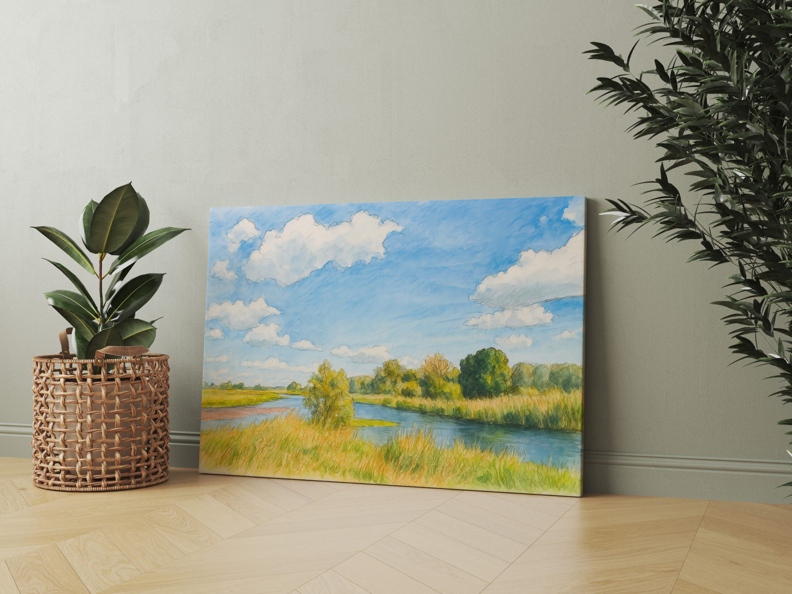 raxxa Canva: Gülpe Havel view aquarell havelland style