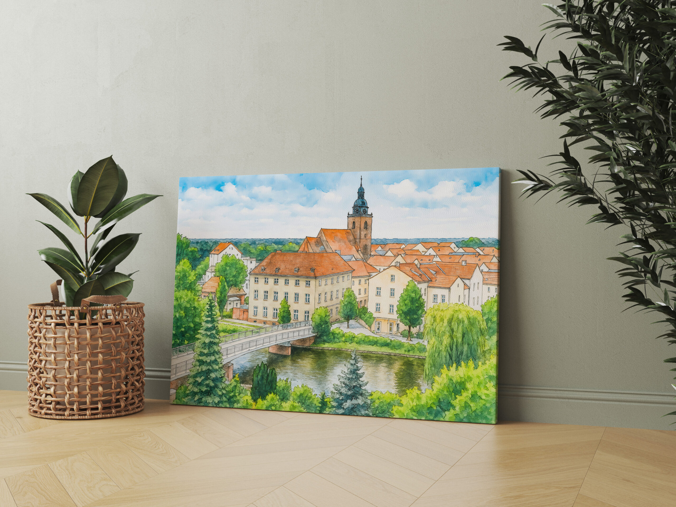raxxa Canva: Havelberg town center aquarell havelland