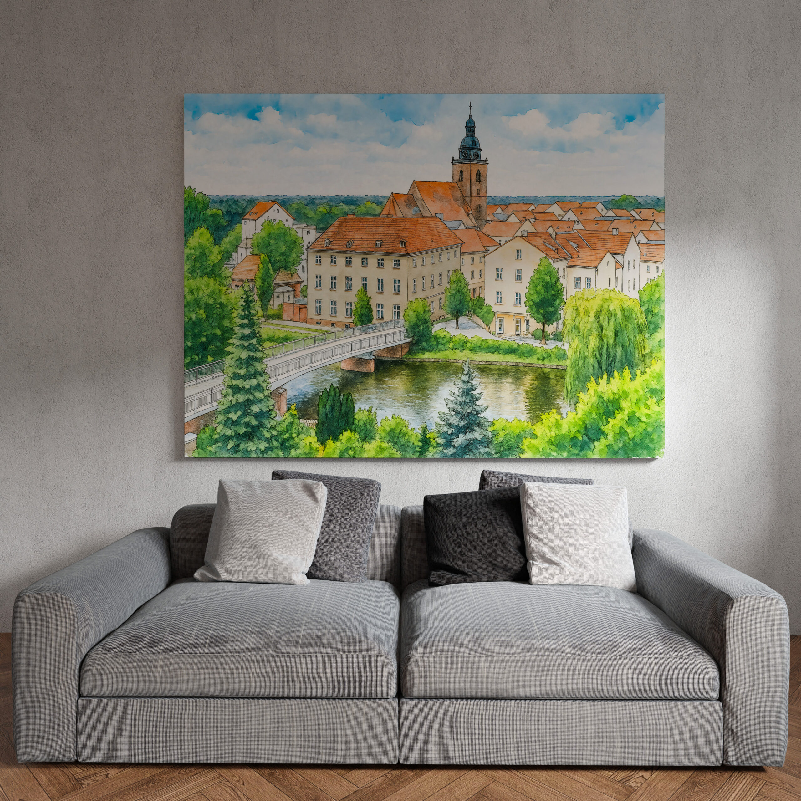 raxxa Canva: Havelberg town center aquarell havelland - Imagen 2