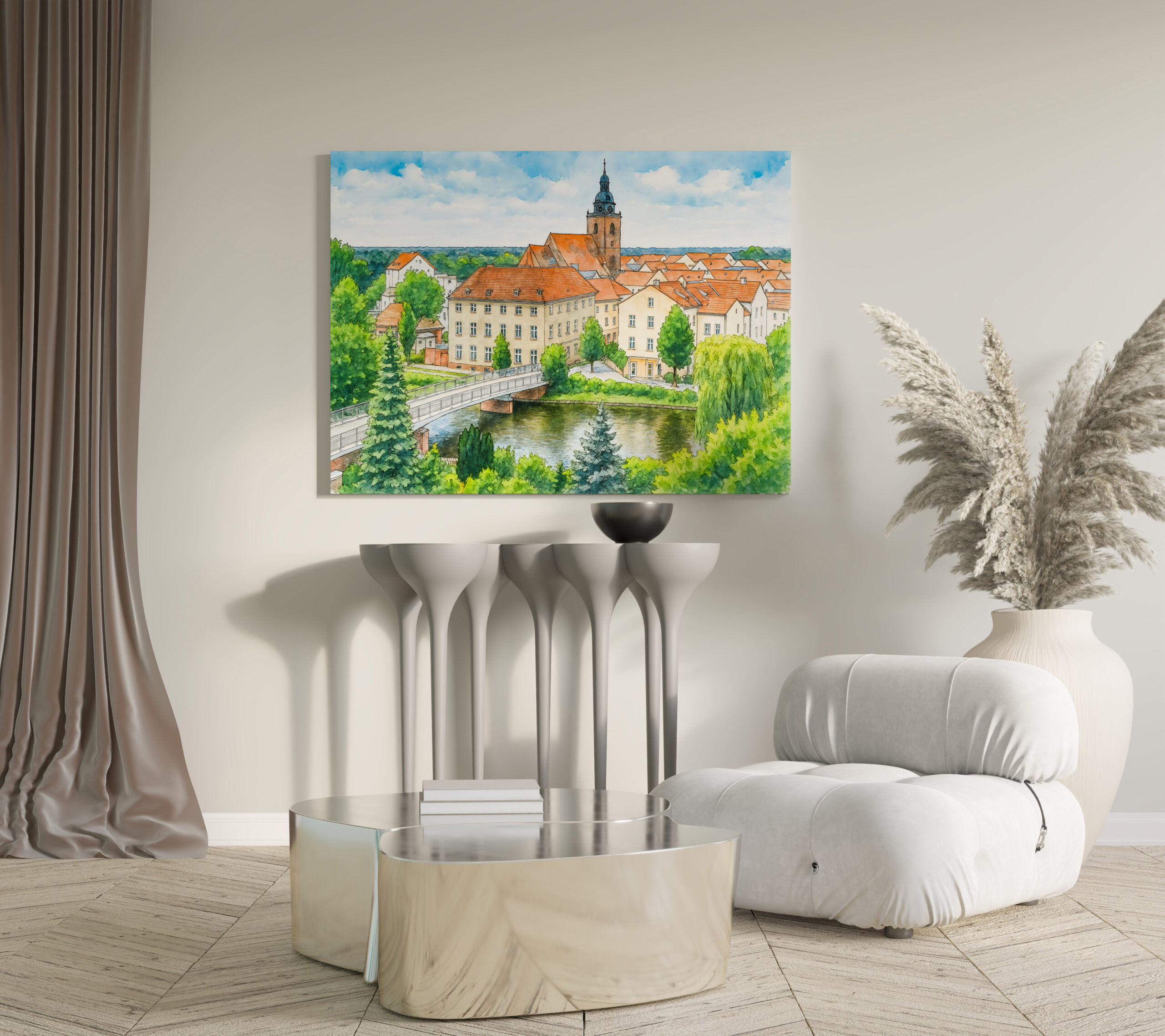 raxxa Canva: Havelberg town center aquarell havelland - Imagen 3