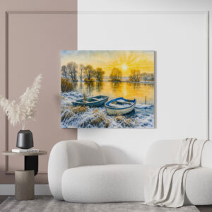 raxxa Canva: Sunset boats riverside aquarell havelland