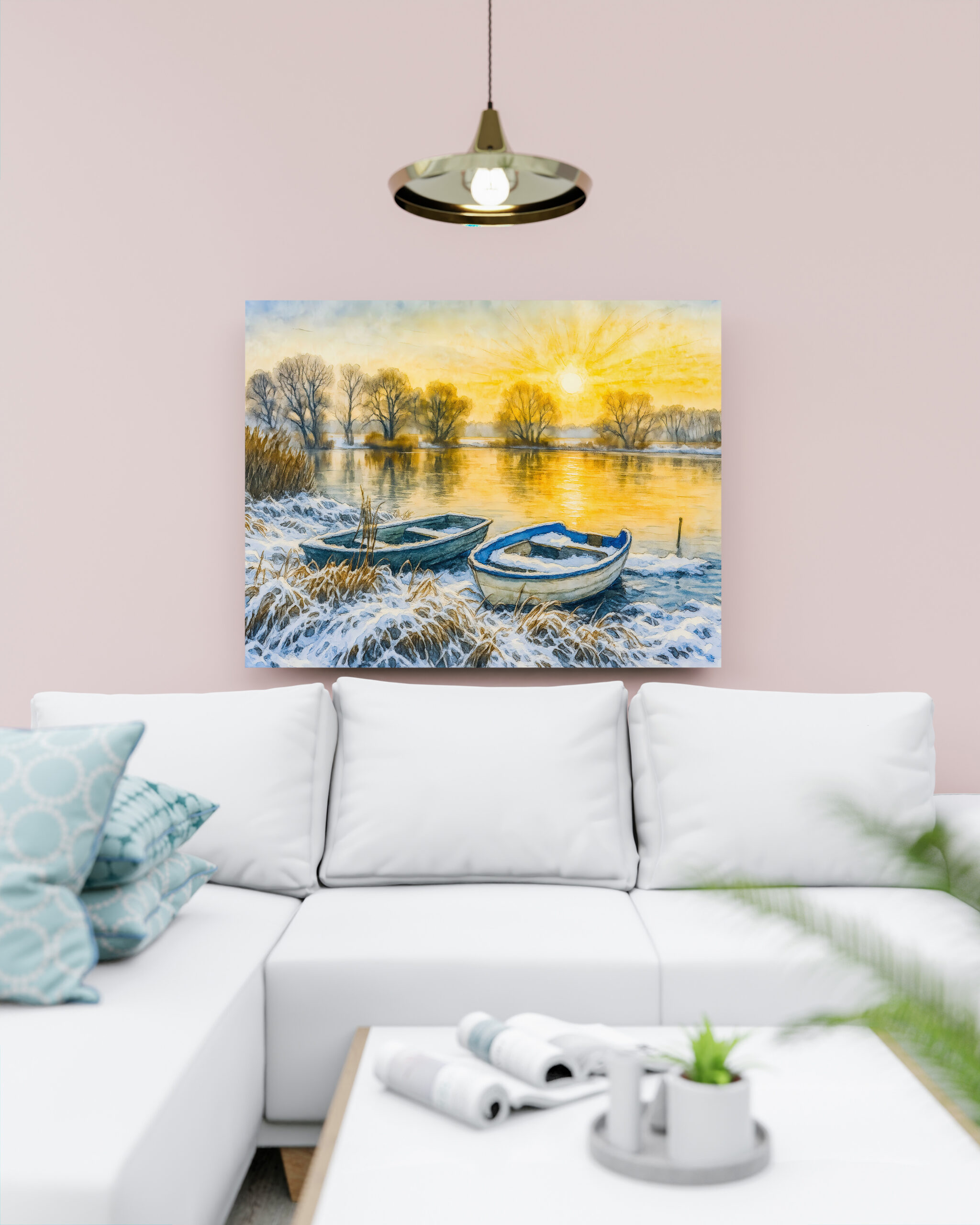 raxxa Canva: Sunset boats riverside aquarell havelland - immagine 2