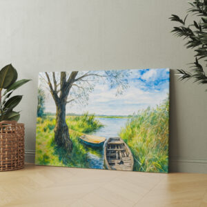 raxxa Canva: Willow boats calm river aquarell havelland