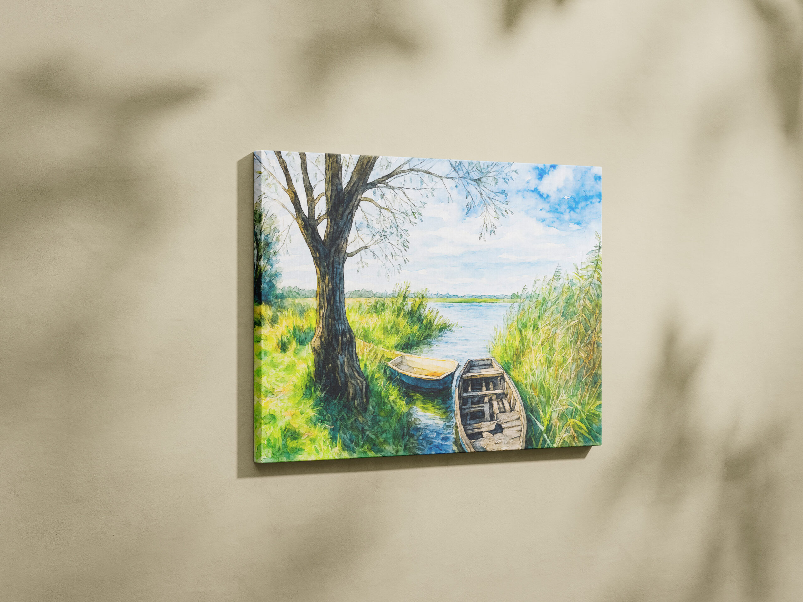 raxxa Canva: Willow boats calm river aquarell havelland – Bild 2