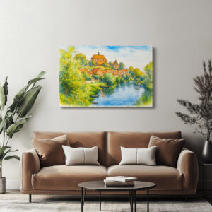 raxxa Canva: Havelberg cathedral view aquarell havelland