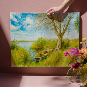 raxxa Canva: Boat under willow ar river aquarell havelland style