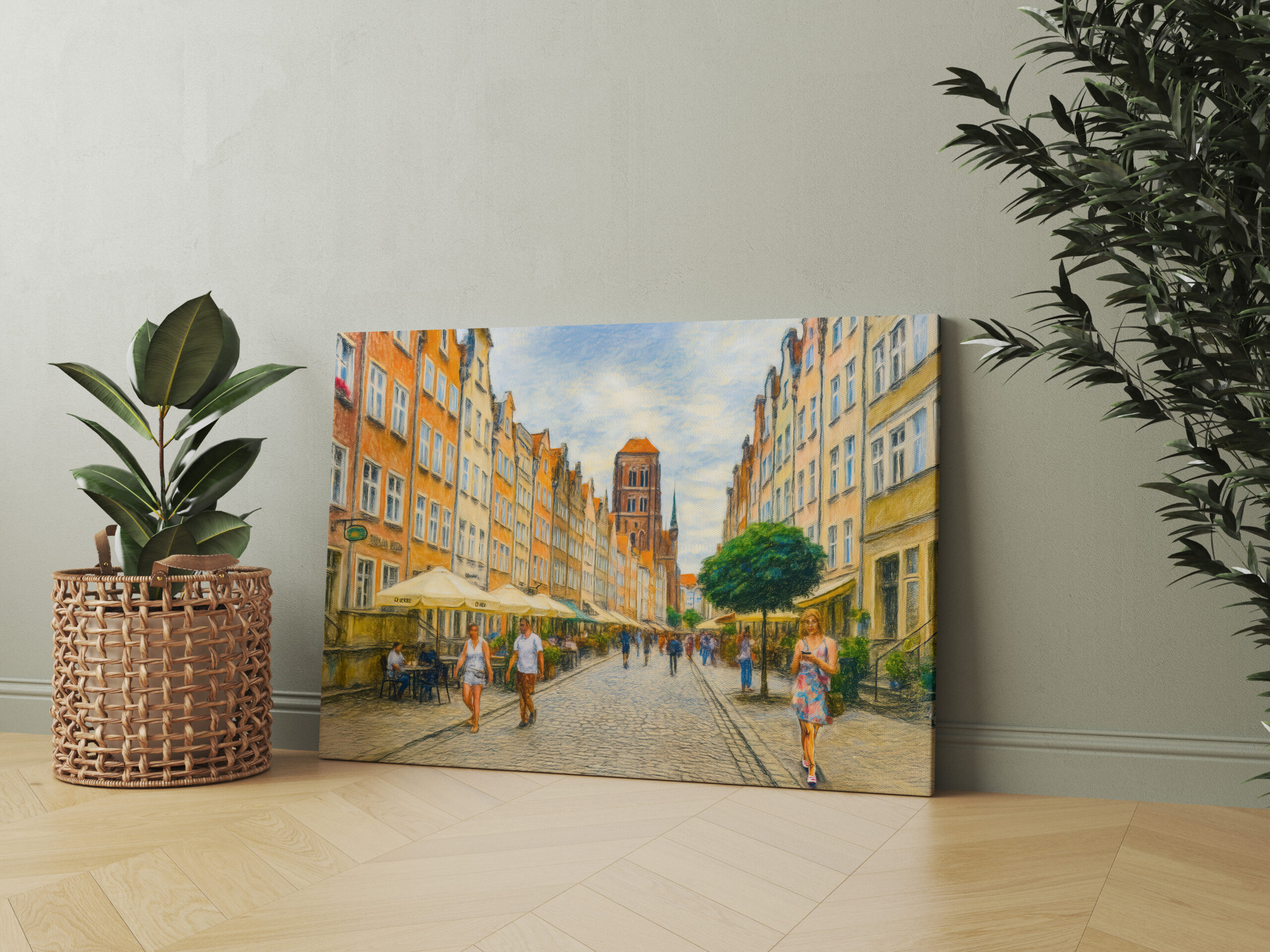 raxxa Canva: Pastel drawing of Danzig Mariacka Street in summer light – Bild 2