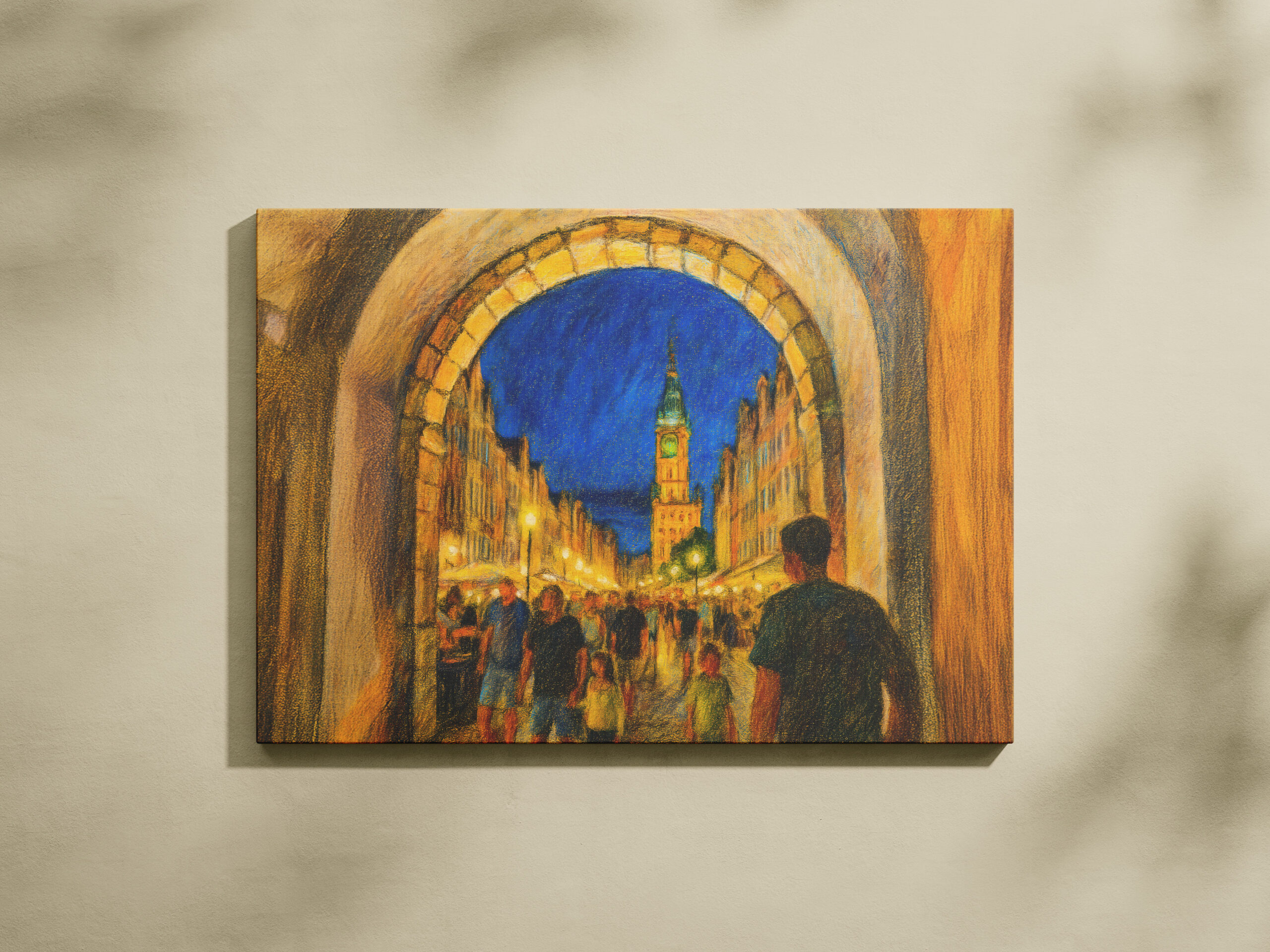 raxxa Canva: Pastel drawing of Danzig city gate view to Neptune fountain – Bild 2