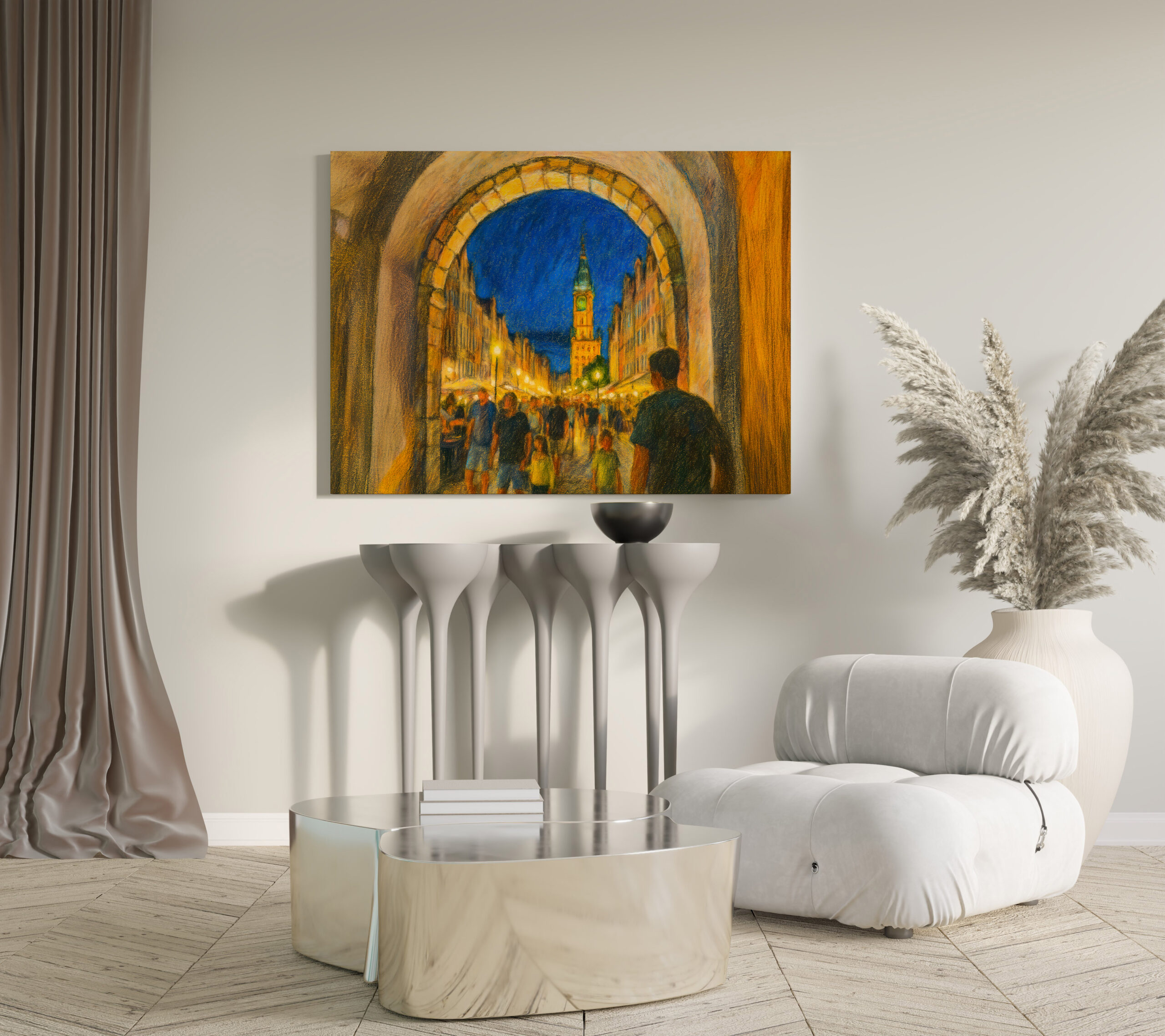 raxxa Canva: Pastel drawing of Danzig city gate view to Neptune fountain – Bild 3