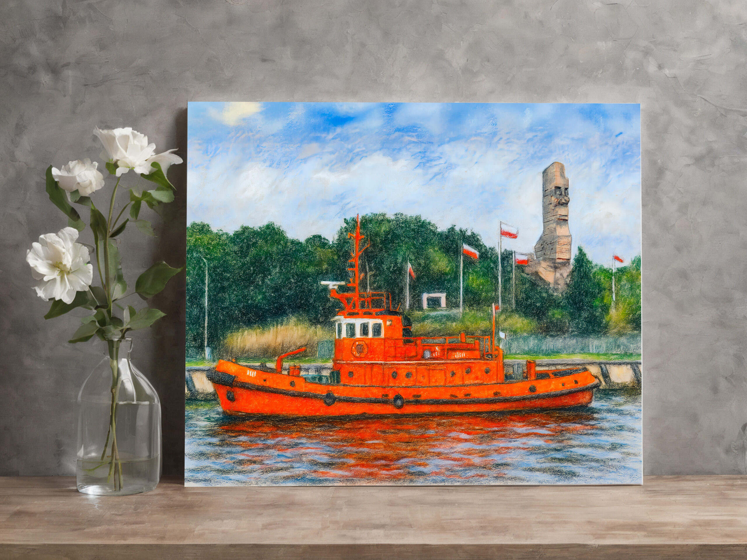 raxxa Canva: Pastel drawing of Danzig’ Westerplatte war memorial site - Image 2