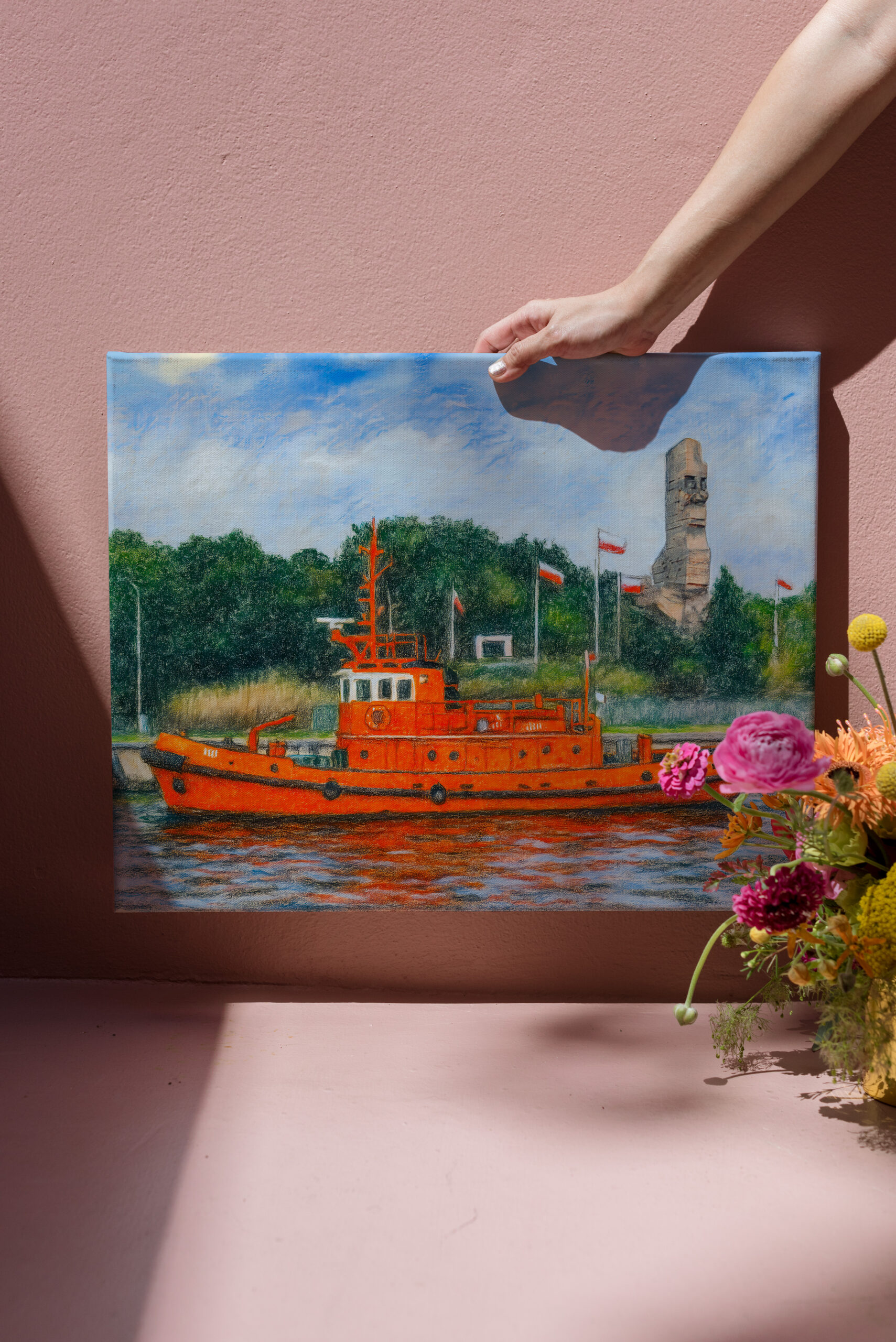 raxxa Canva: Pastel drawing of Danzig’ Westerplatte war memorial site
