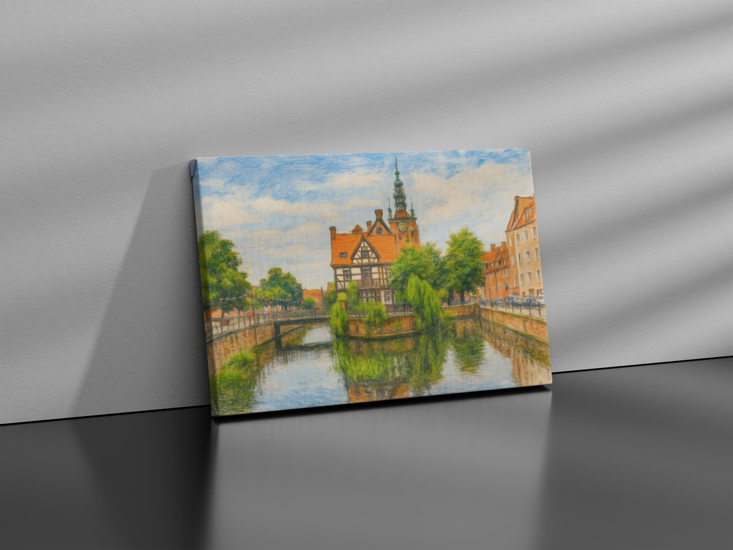 raxxa Canva: Pastel drawing of Danzig’ old mill on Radunia Canal – Bild 3