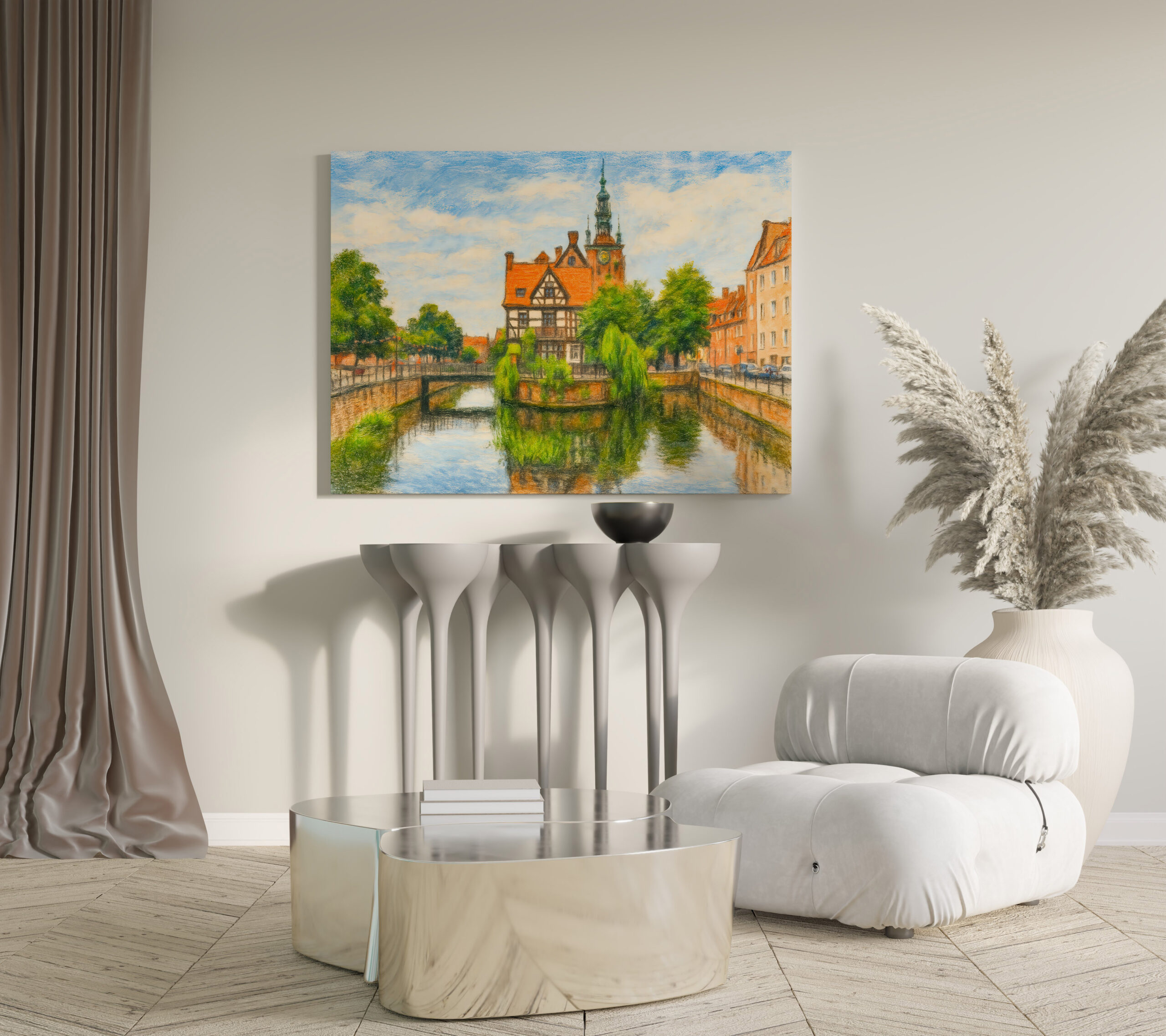 raxxa Canva: Pastel drawing of Danzig’ old mill on Radunia Canal – Bild 2