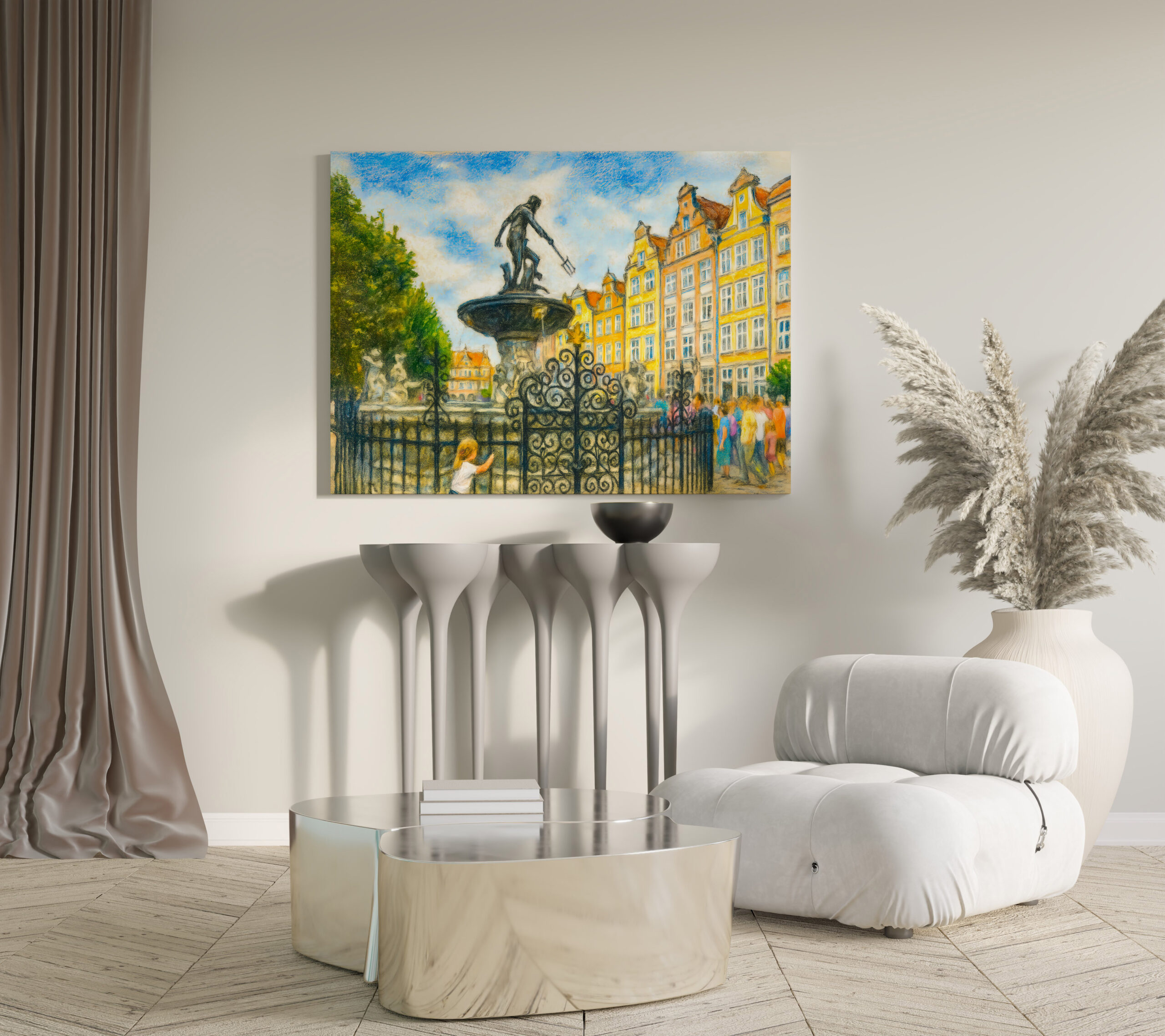 raxxa Canva: Pastel drawing of Danzig’ Neptune Fountain on Long Market – Image 2