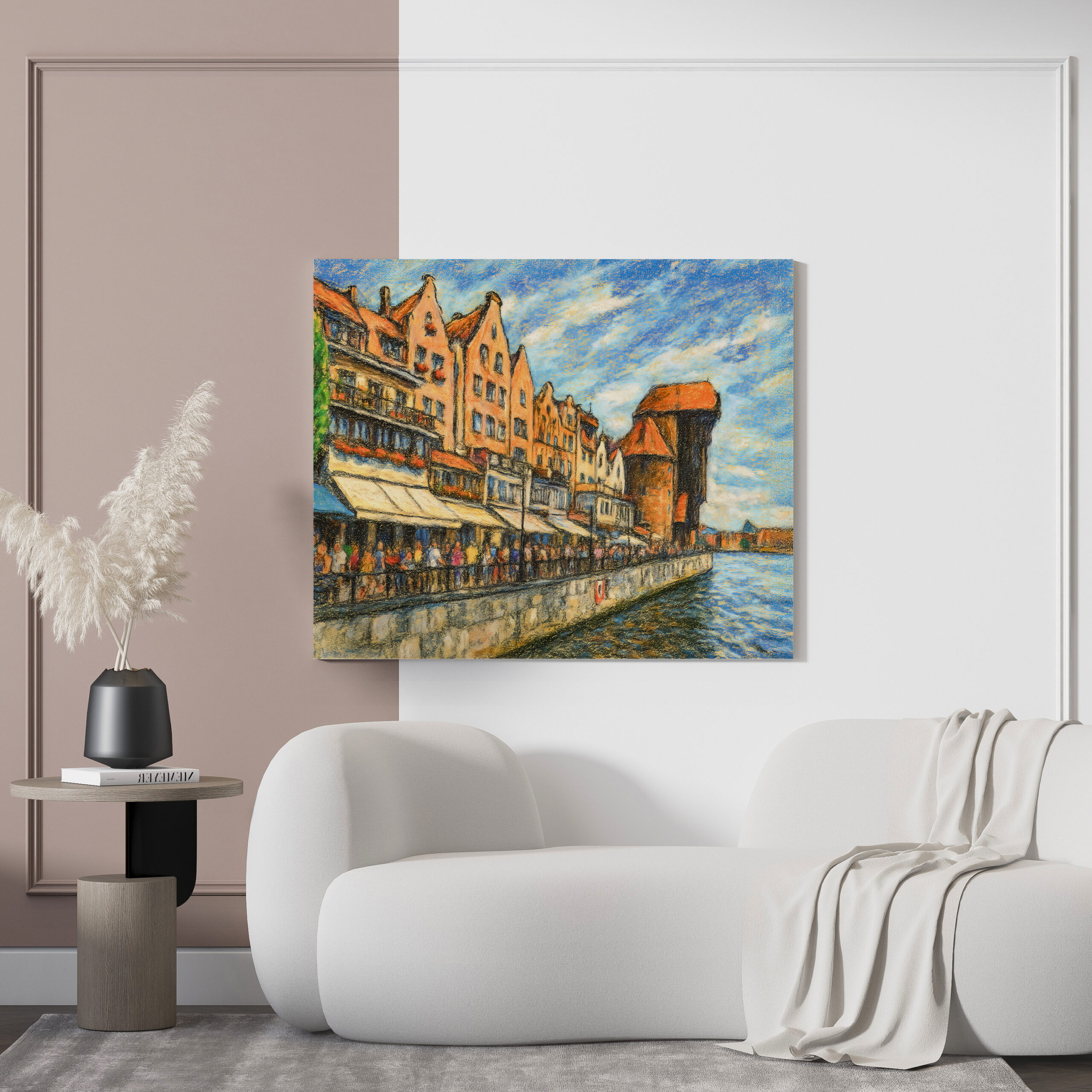 raxxa Canva: Pastel drawing of Danzig historic crane gate in daylight - Image 3