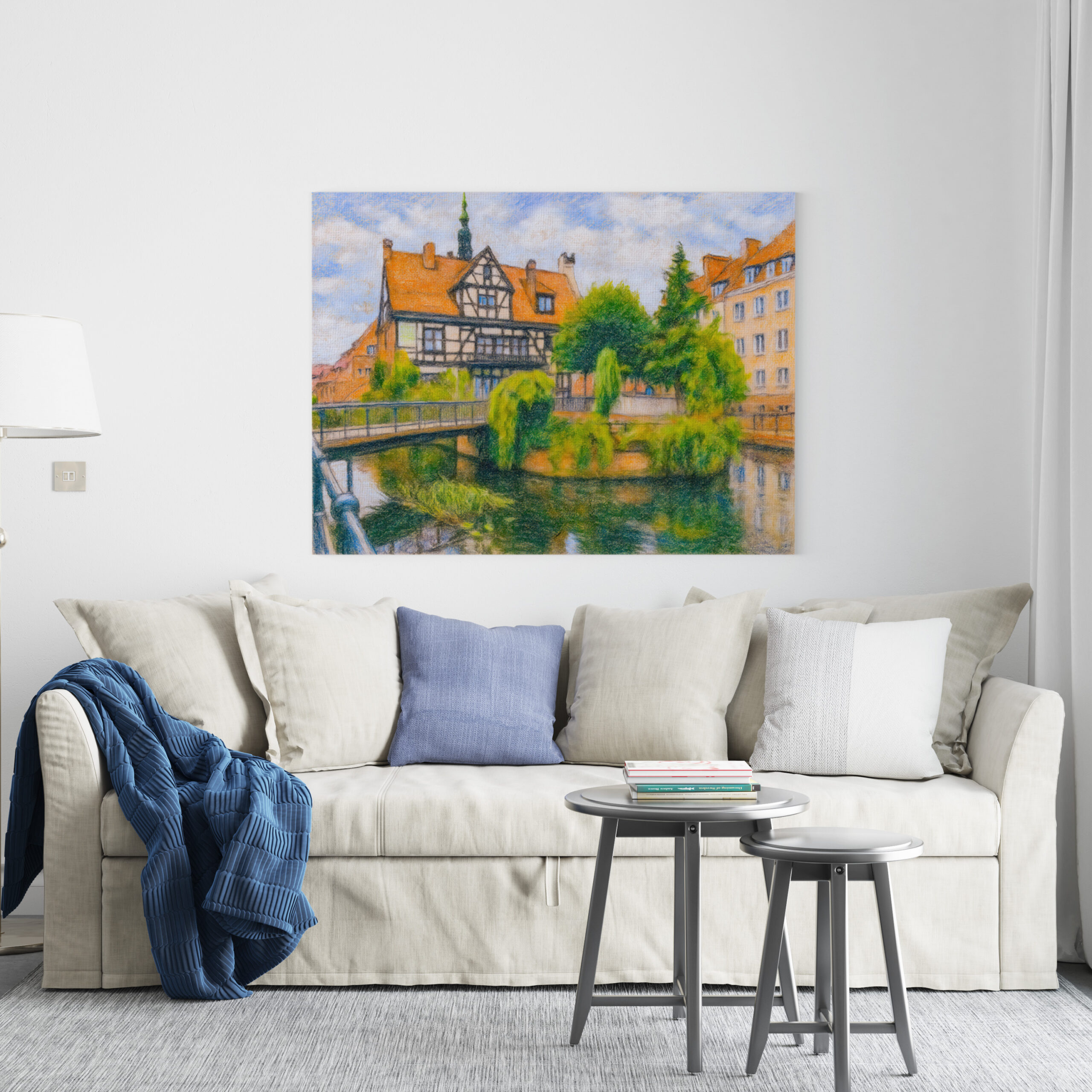raxxa Canva: Pastel drawing of Danzig’ old mill on Radunia Canal