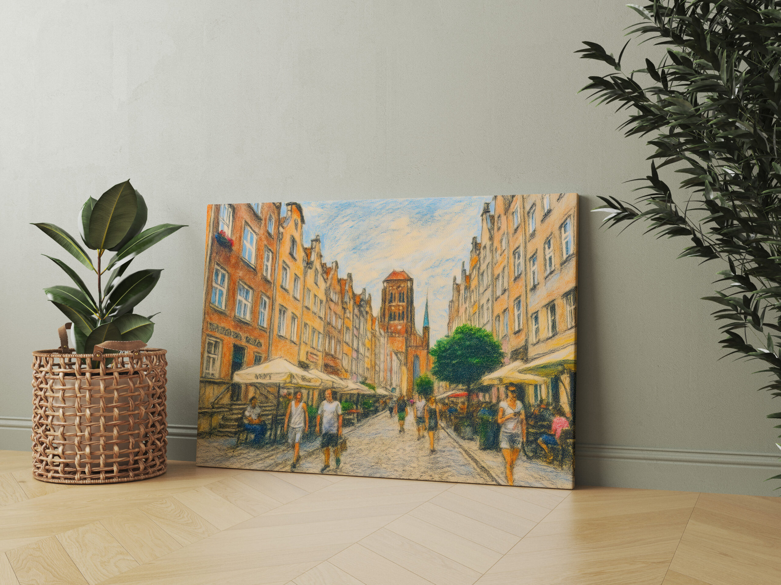 raxxa Canva: Pastel drawing of Danzig Mariacka Street in summer light – Bild 2