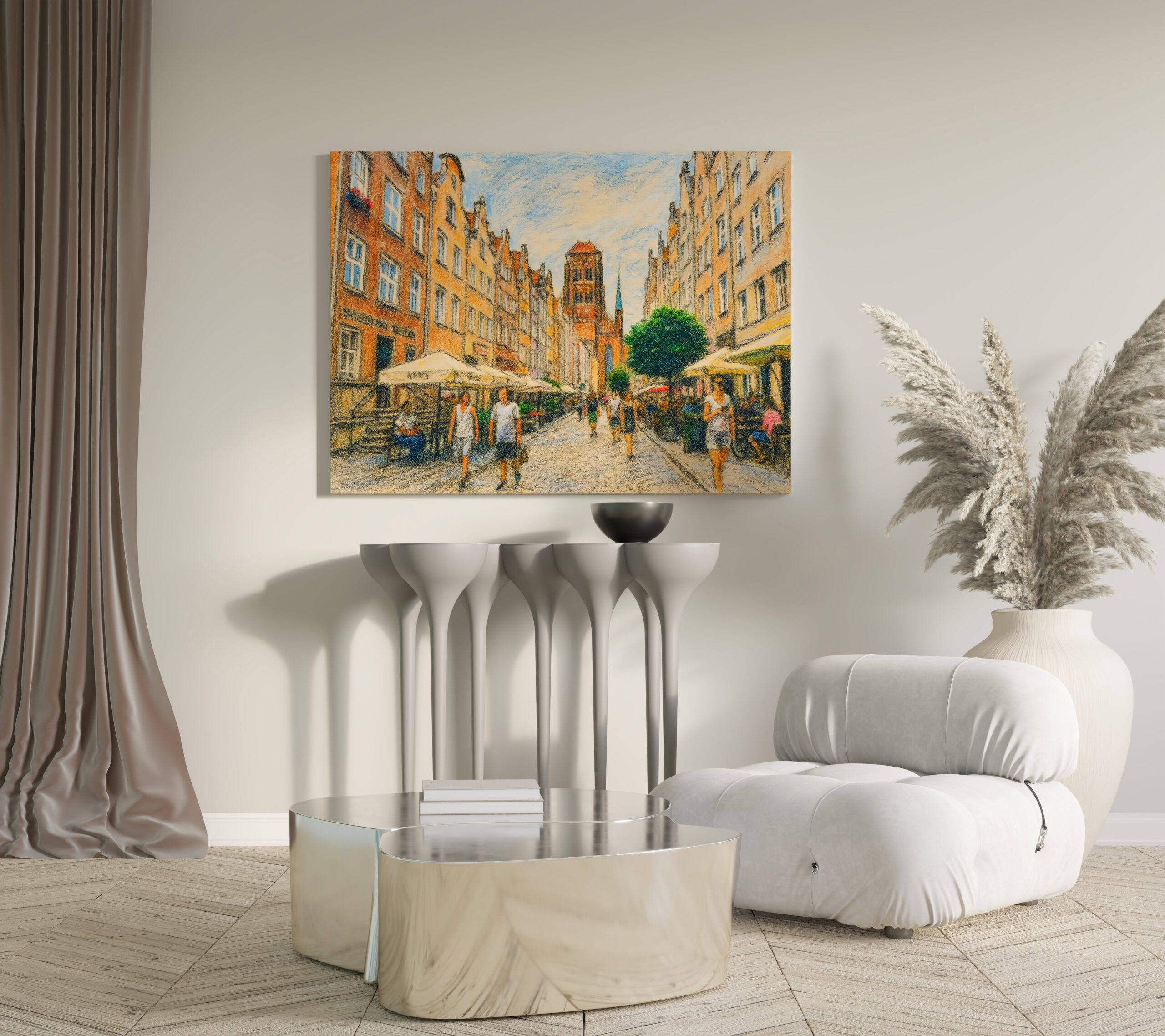 raxxa Canva: Pastel drawing of Danzig Mariacka Street in summer light – Bild 3