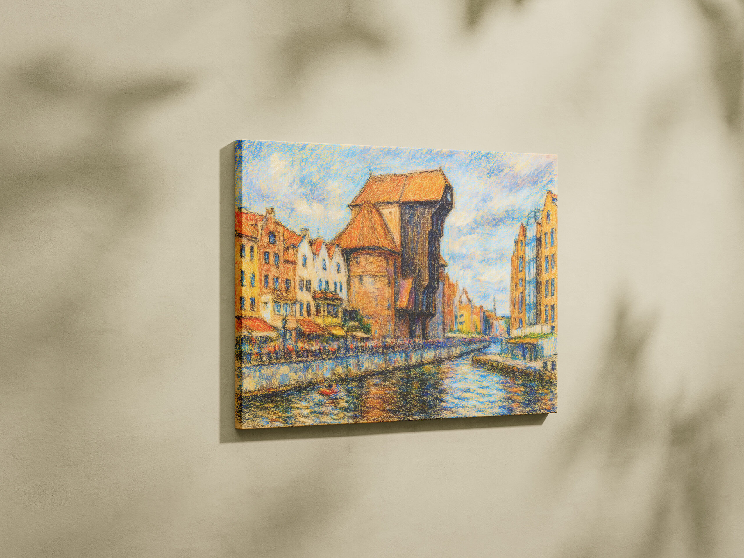 raxxa Canva: Pastel drawing of Danzig historic crane gate in daylight - Image 2