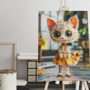 raxxa Canva: Kitten in Yellow Skirt and Blouse