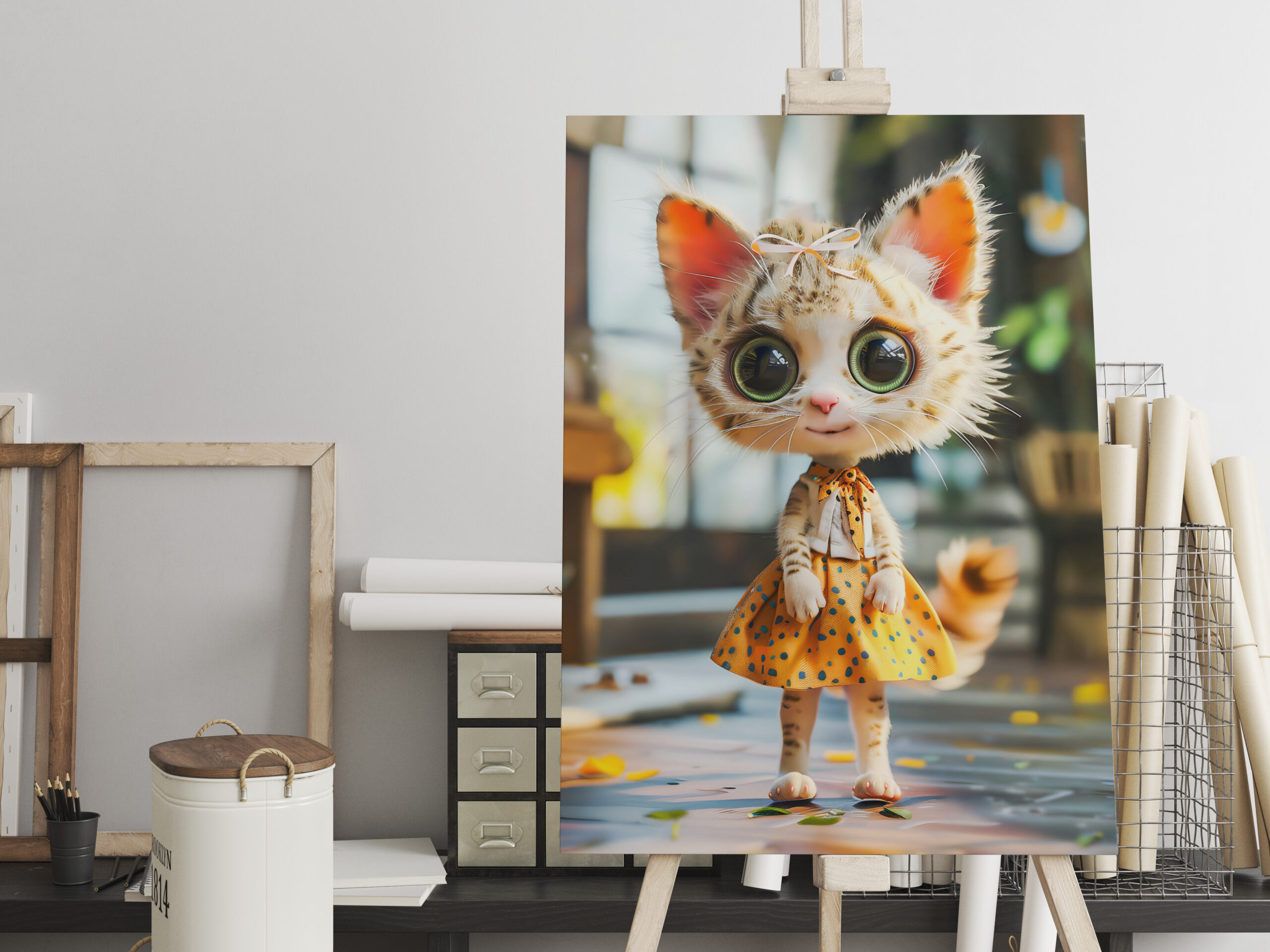 raxxa Canva: Kitten in Yellow Skirt and Blouse