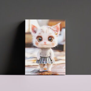 raxxa Canva: Kitten in Blue Skirt and Blouse