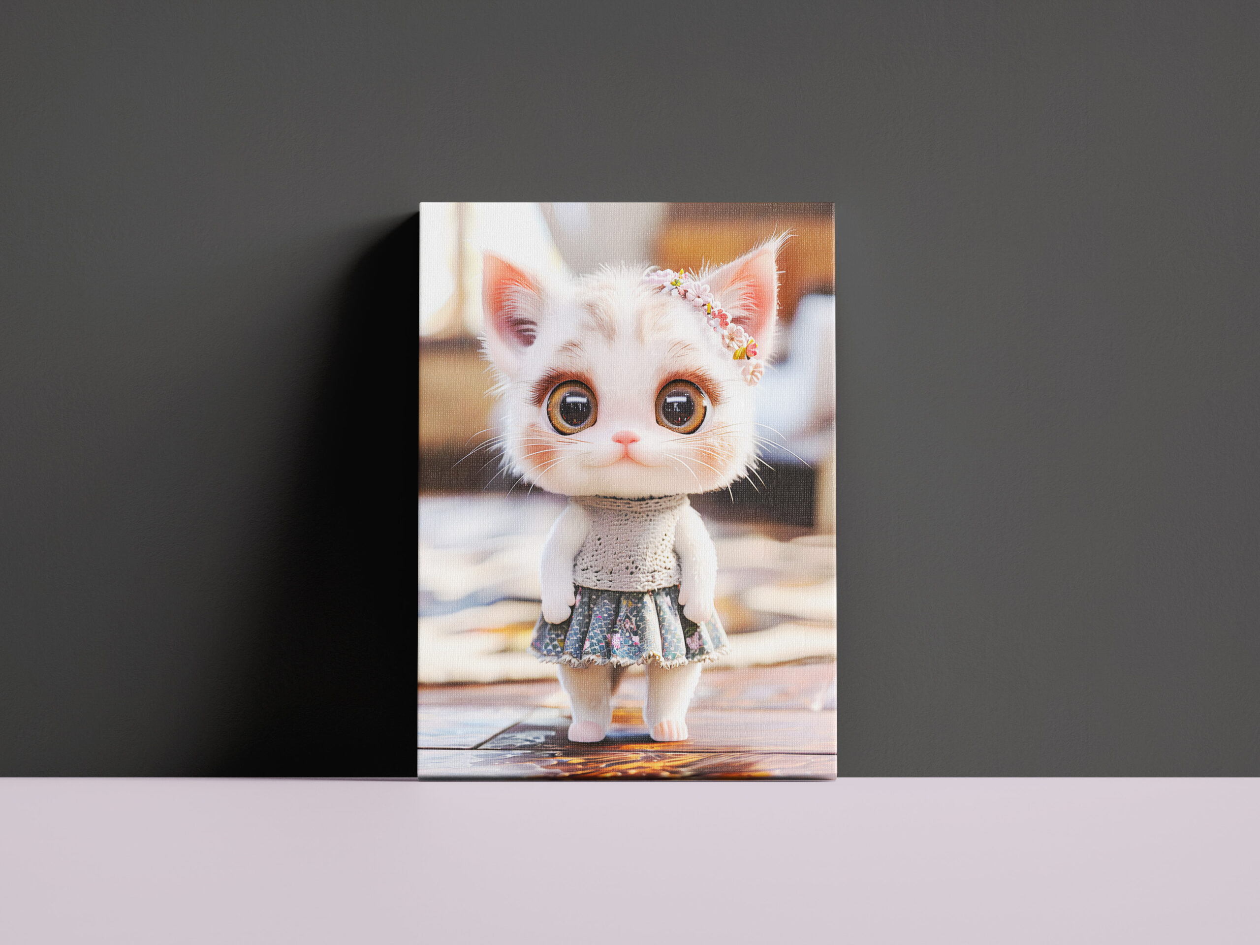 raxxa Canva: Kitten in Blue Skirt and Blouse