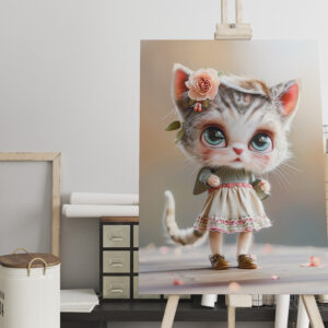 raxxa Canva: Kitten in White Dress Indoors