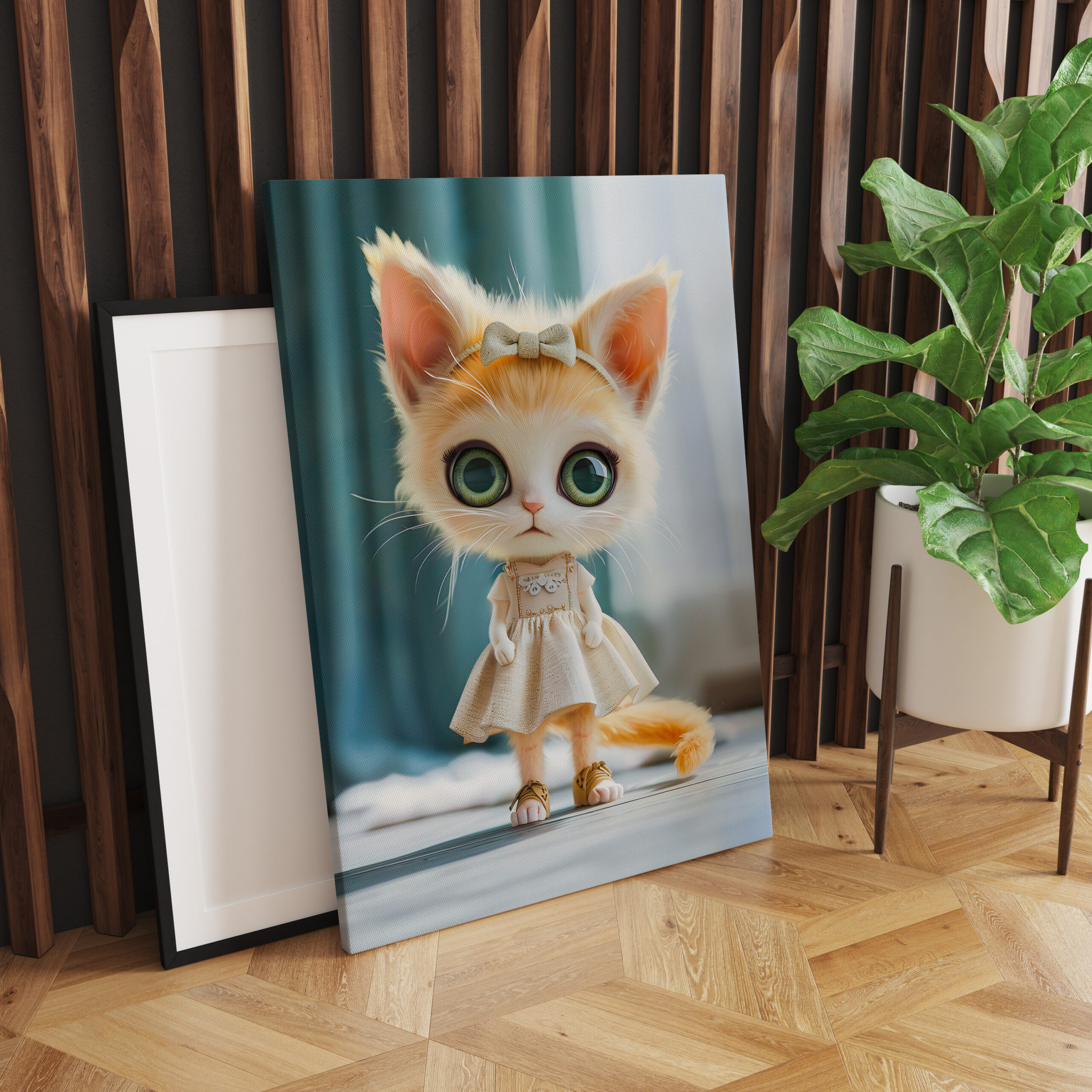 raxxa Canva: Kitten in White Dress Indoors