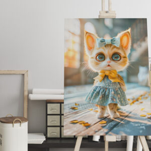 raxxa Canva: Kitten in Blue Skirt and Blouse
