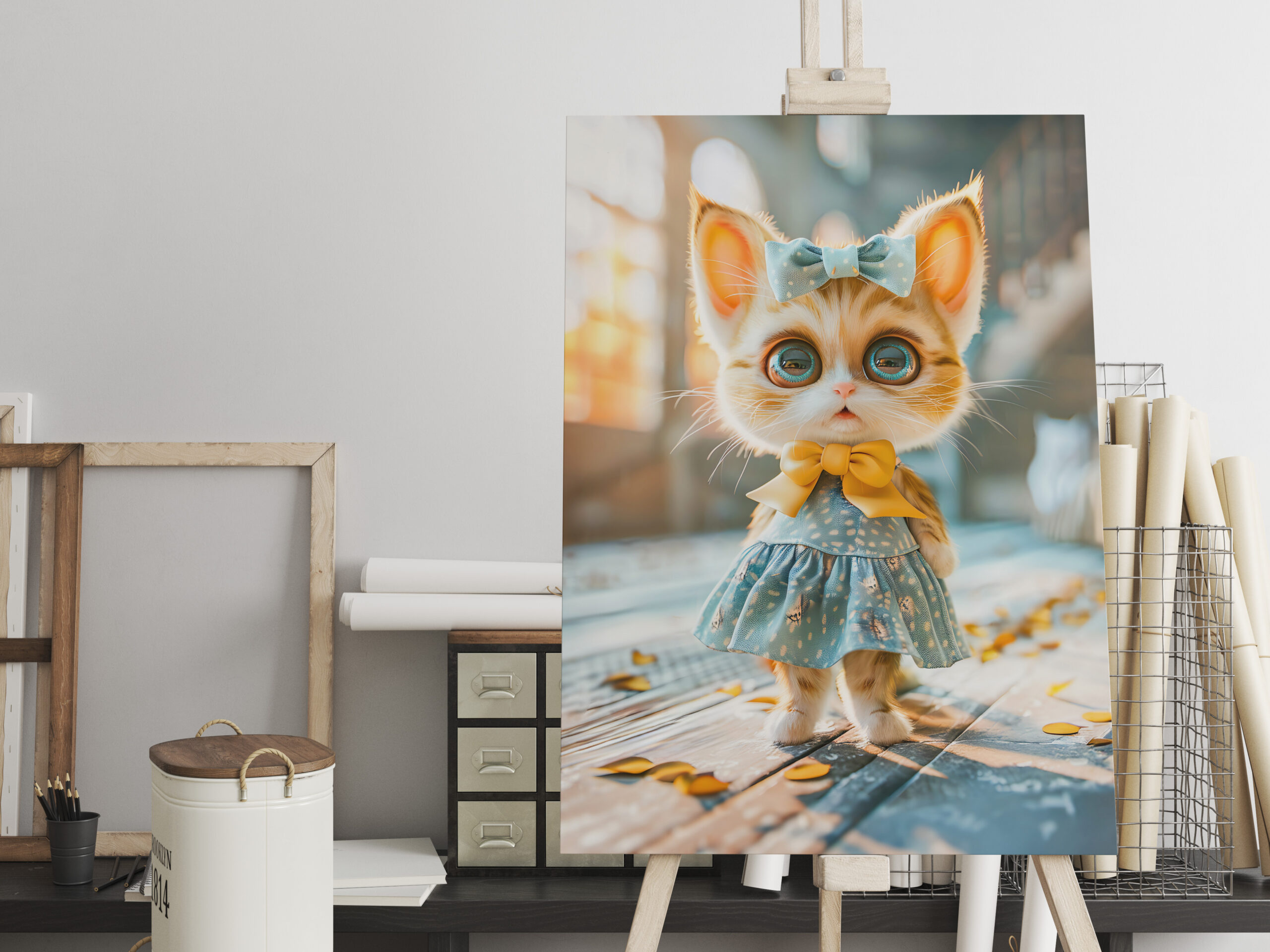 raxxa Canva: Kitten in Blue Skirt and Blouse