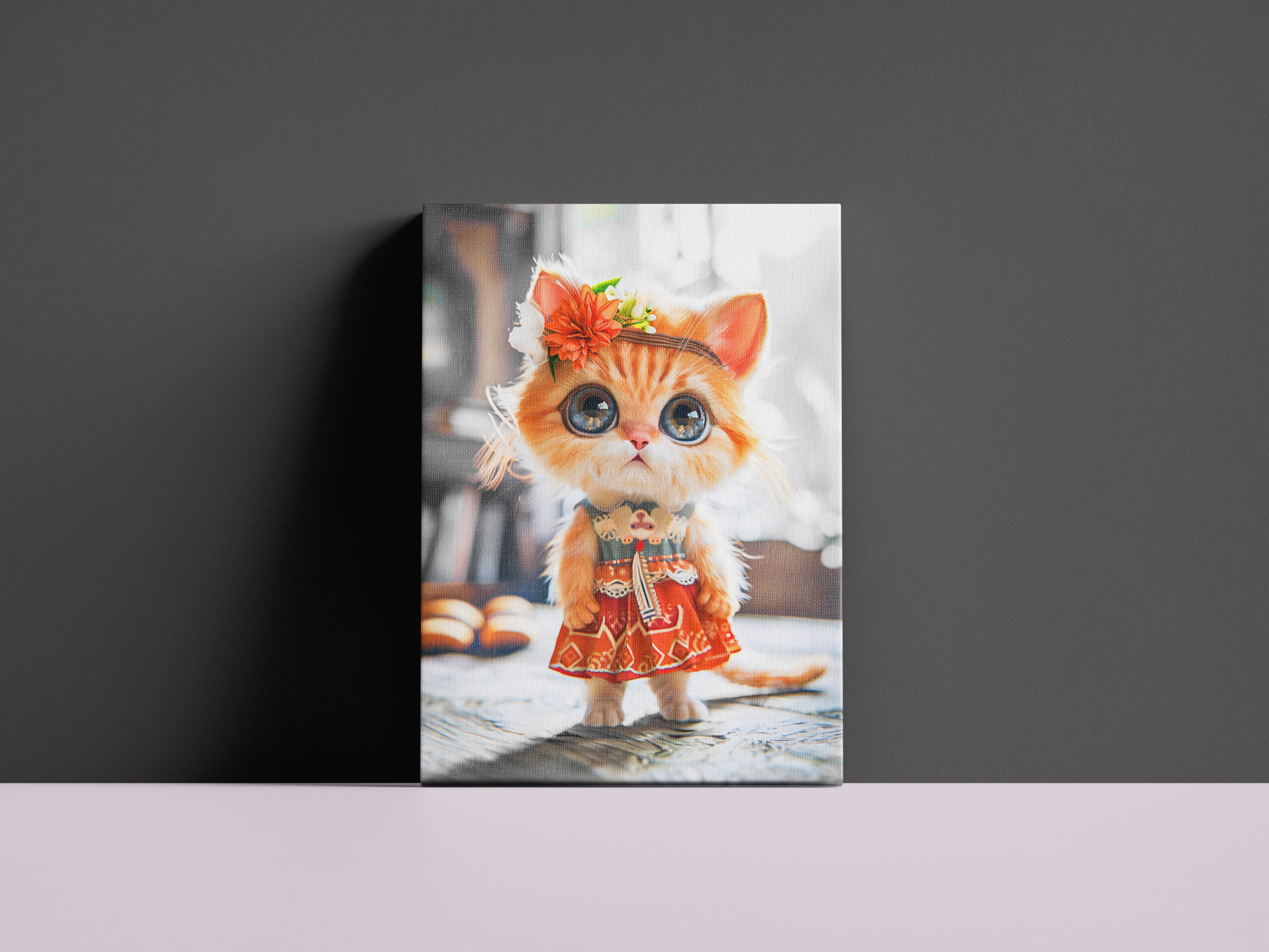 raxxa Canva: Kitten in Red Dress in Room