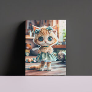 raxxa Canva: Kitten in Blue Skirt and Blouse